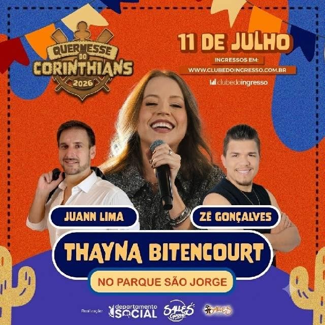 Thayná Bitencourt na Quermesse do Corinthians dia 11 de julho
